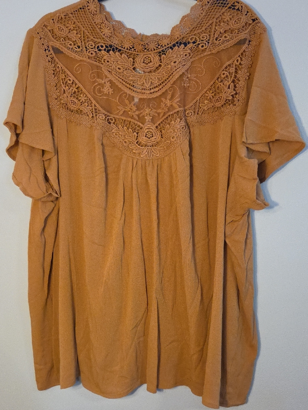 torrid Lace Yoke Short Sleeve Top - Mustard